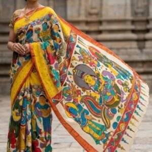 Hand painted kalamkari silk saree