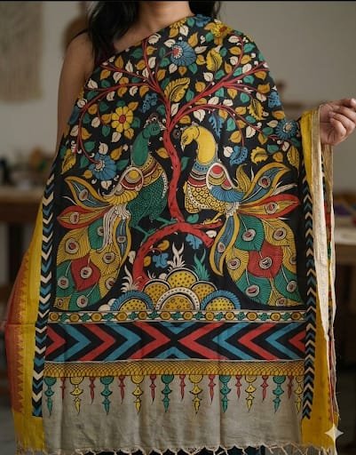 Hand painted kalamkari dupatta - Image 3