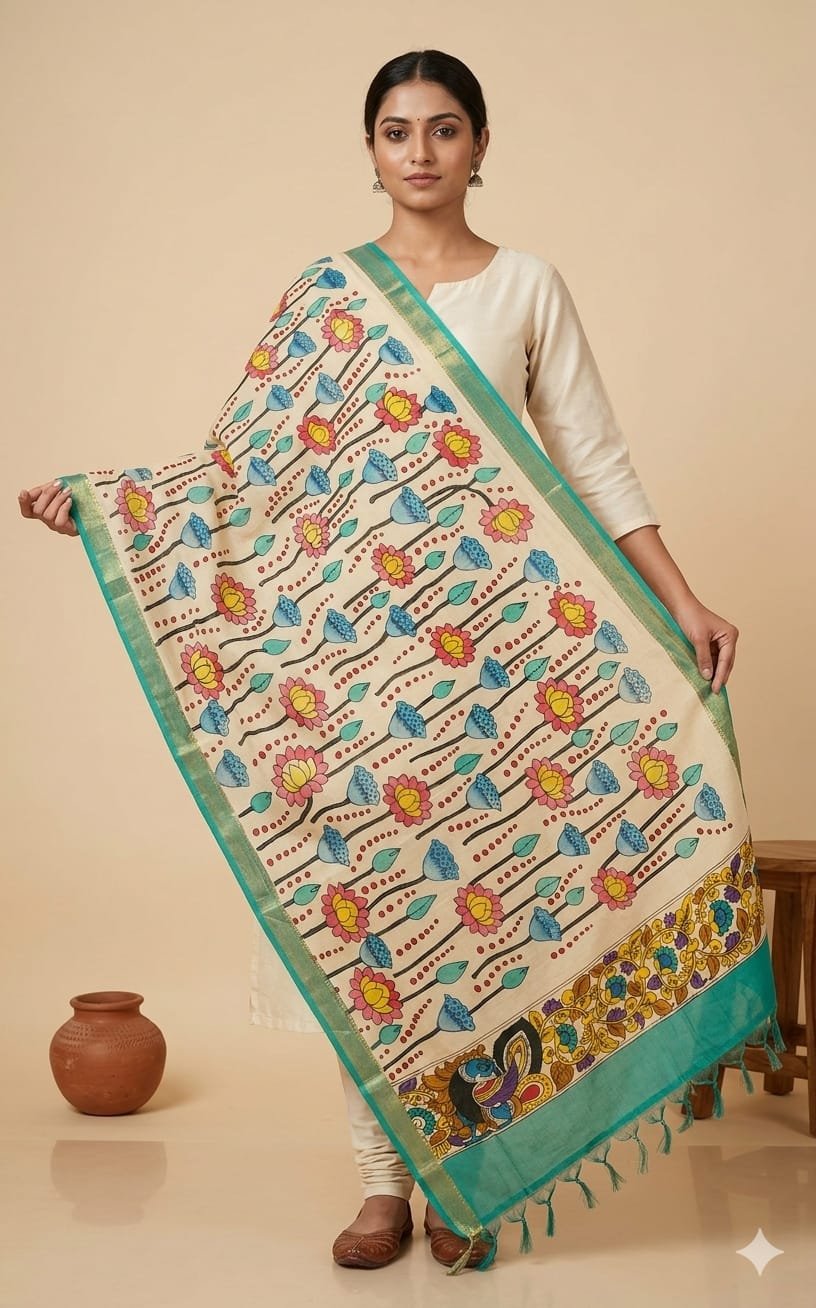 Hand-Painted kalamkari dupatta