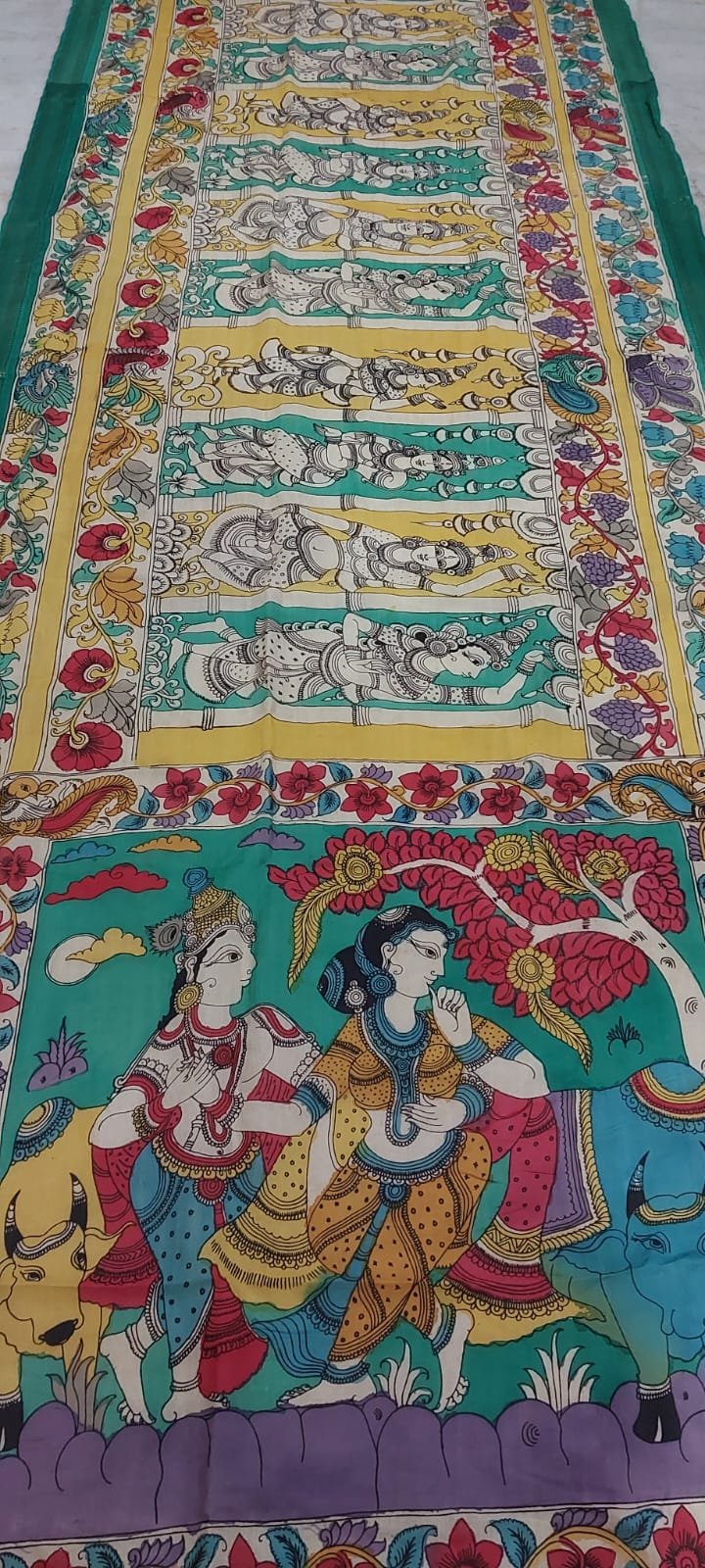 Handpainted kalamkari saree - Image 7