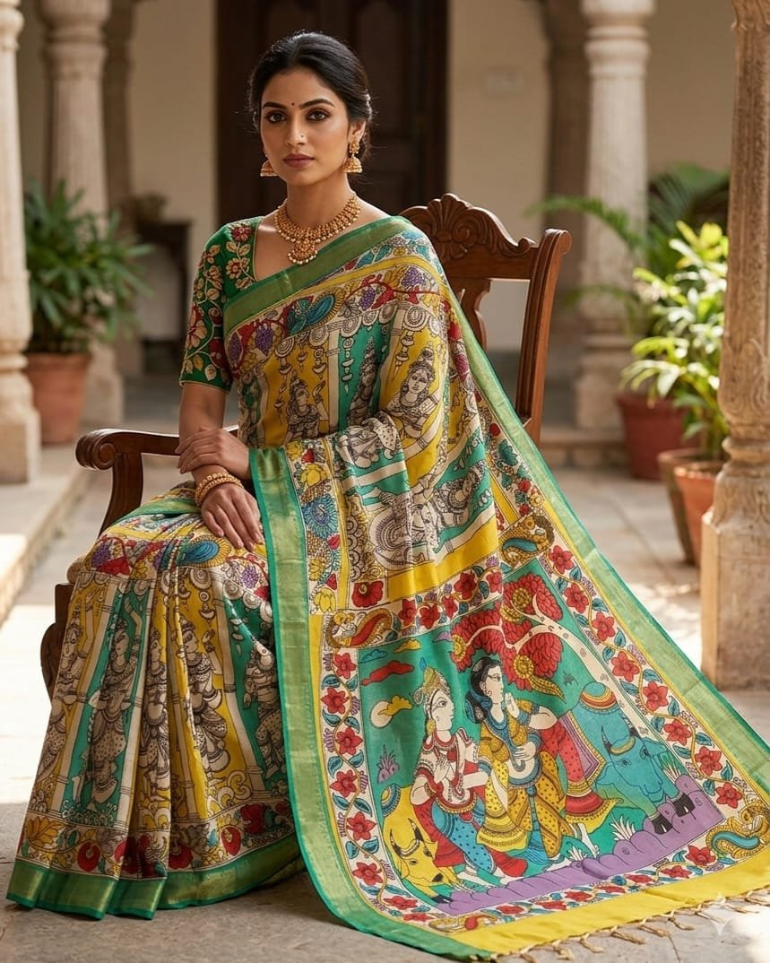 Handpainted kalamkari saree - Image 5