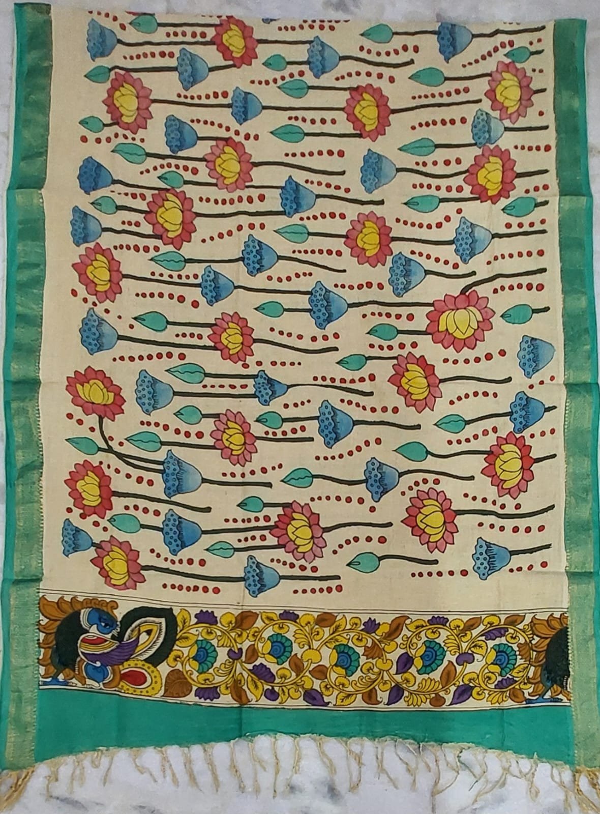 Hand-Painted kalamkari dupatta - Image 7