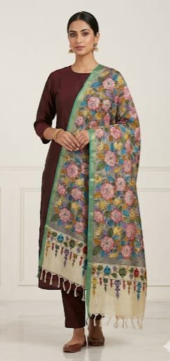Hand painted kalamkari dupatta - Image 7