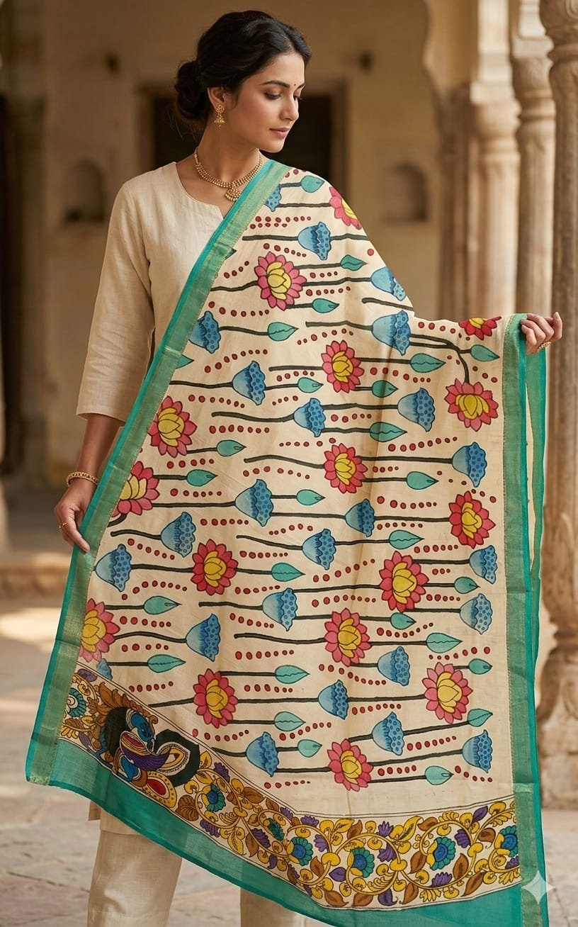 Hand-Painted kalamkari dupatta - Image 2