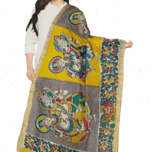 Hand-painted kalamkari dupatta