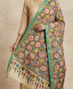 Hand painted kalamkari dupatta