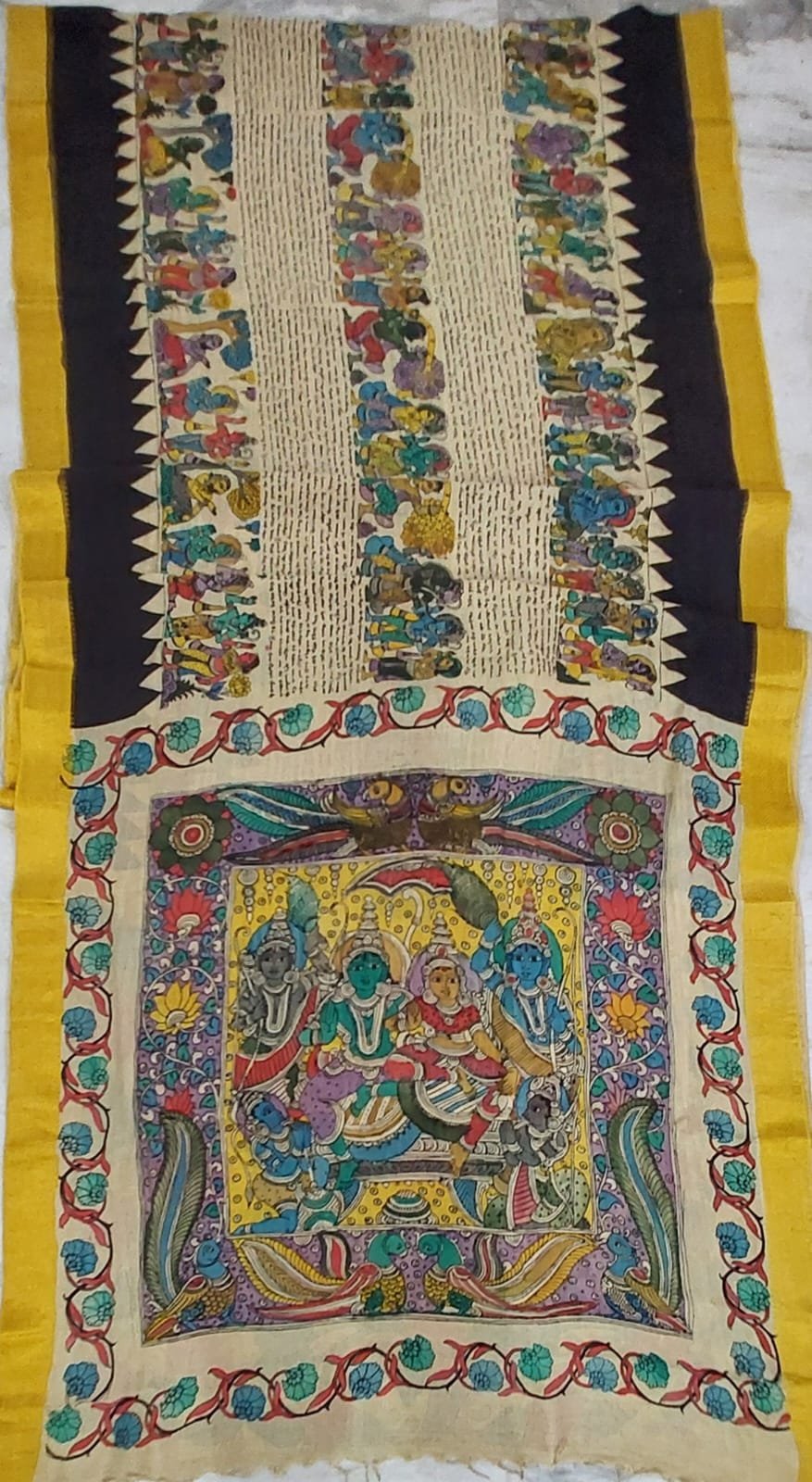 Hand painted kalamari silk saree - Image 7