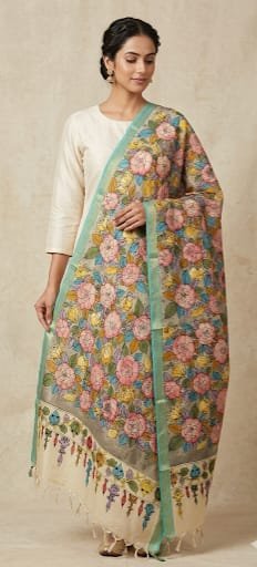 Hand painted kalamkari dupatta - Image 2