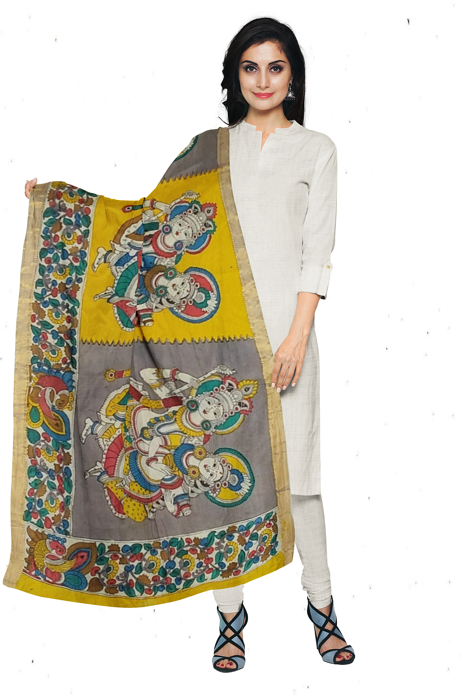 Hand-painted kalamkari dupatta - Image 5