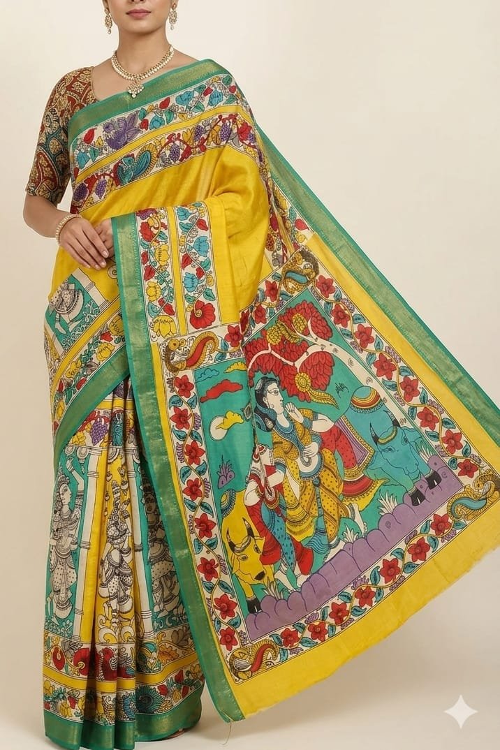 Handpainted kalamkari saree - Image 3
