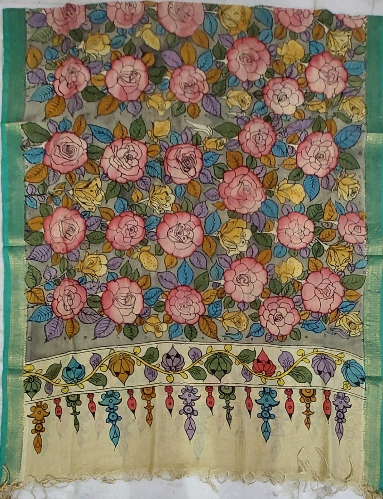 Hand painted kalamkari dupatta - Image 8