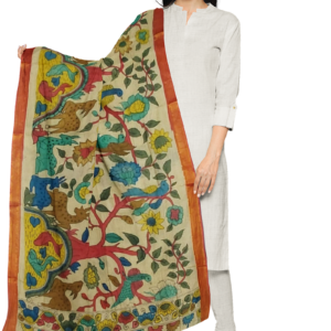 Hand painted Kalamkari dupatta