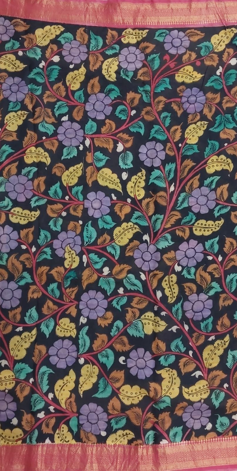 Hand-painted kalamkari silk saree - Image 8