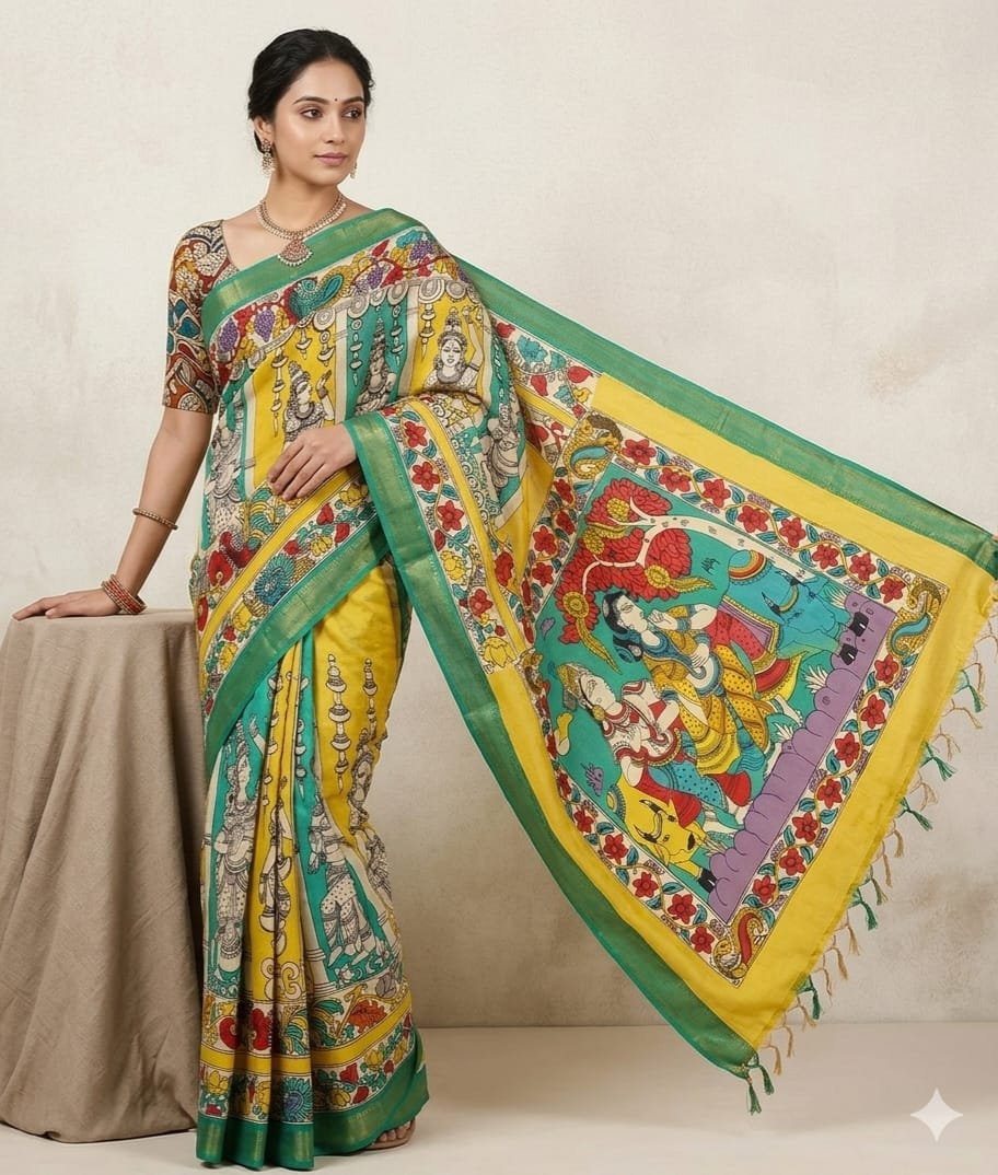Handpainted kalamkari saree - Image 6