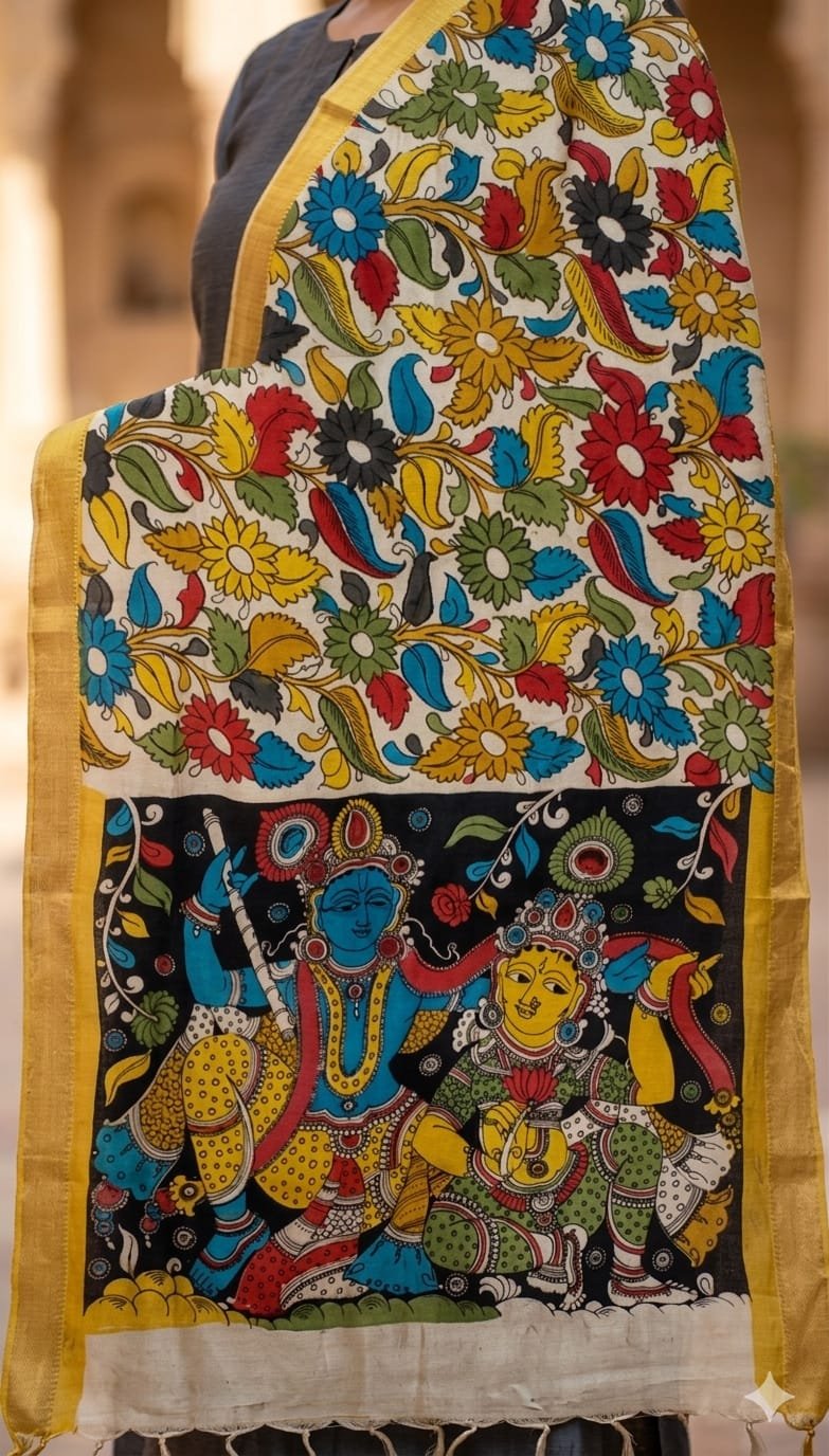 Hand painted kalamkari dupatta - Image 6
