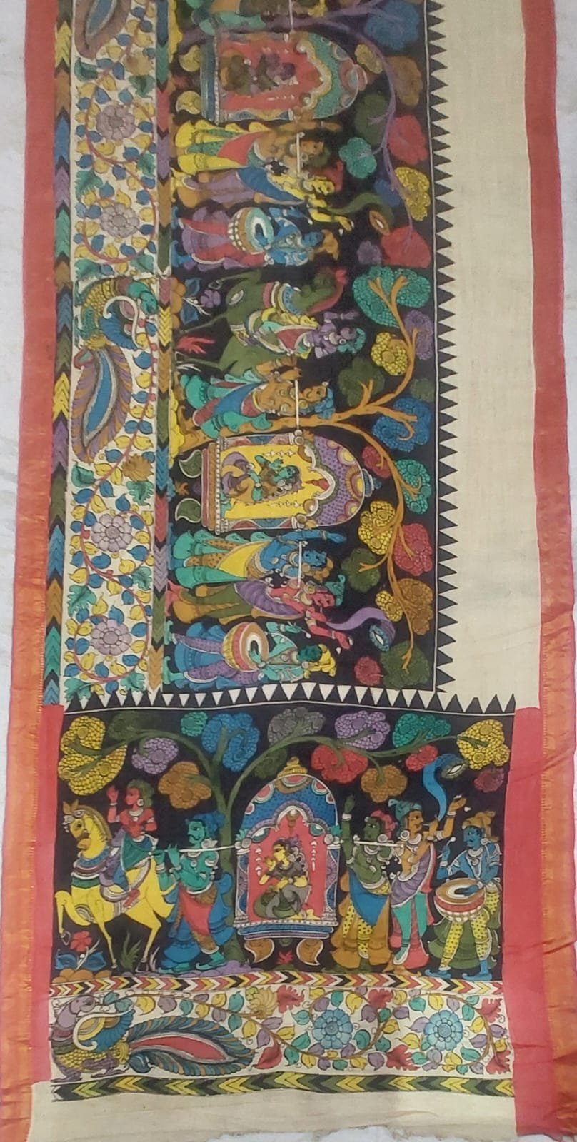 Hand painted Kalamkari Silk Saree - Image 8