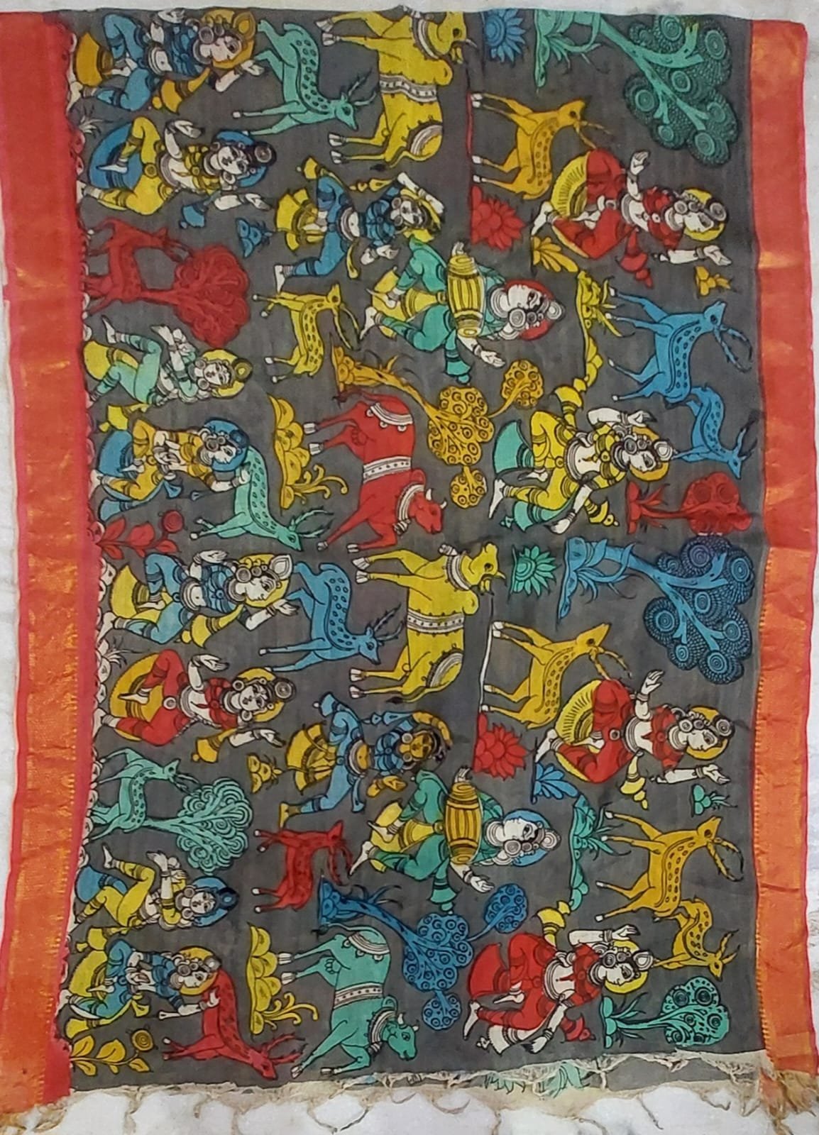 Handpainted Kalamkari Dupatta - Image 7