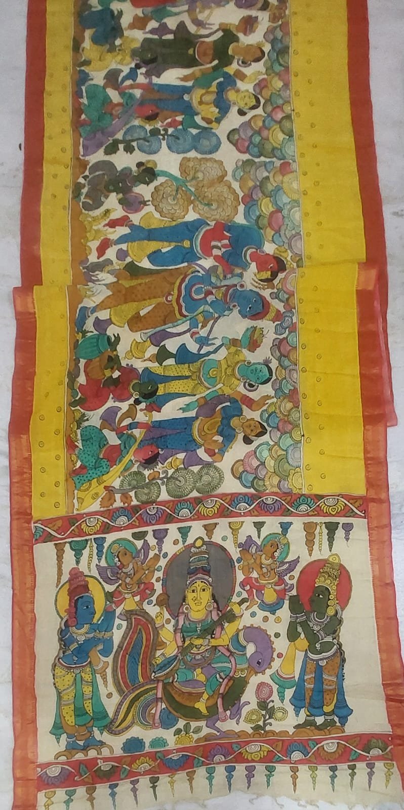 Hand painted kalamkari silk saree - Image 7