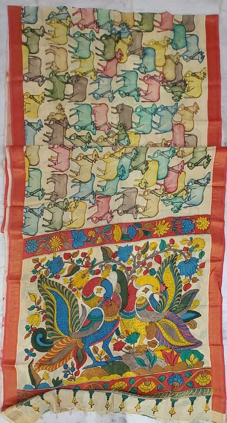 Hand-painted kalamari silk saree - Image 7
