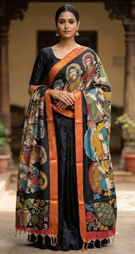 Hand painted kalamkari dupatta - Image 4