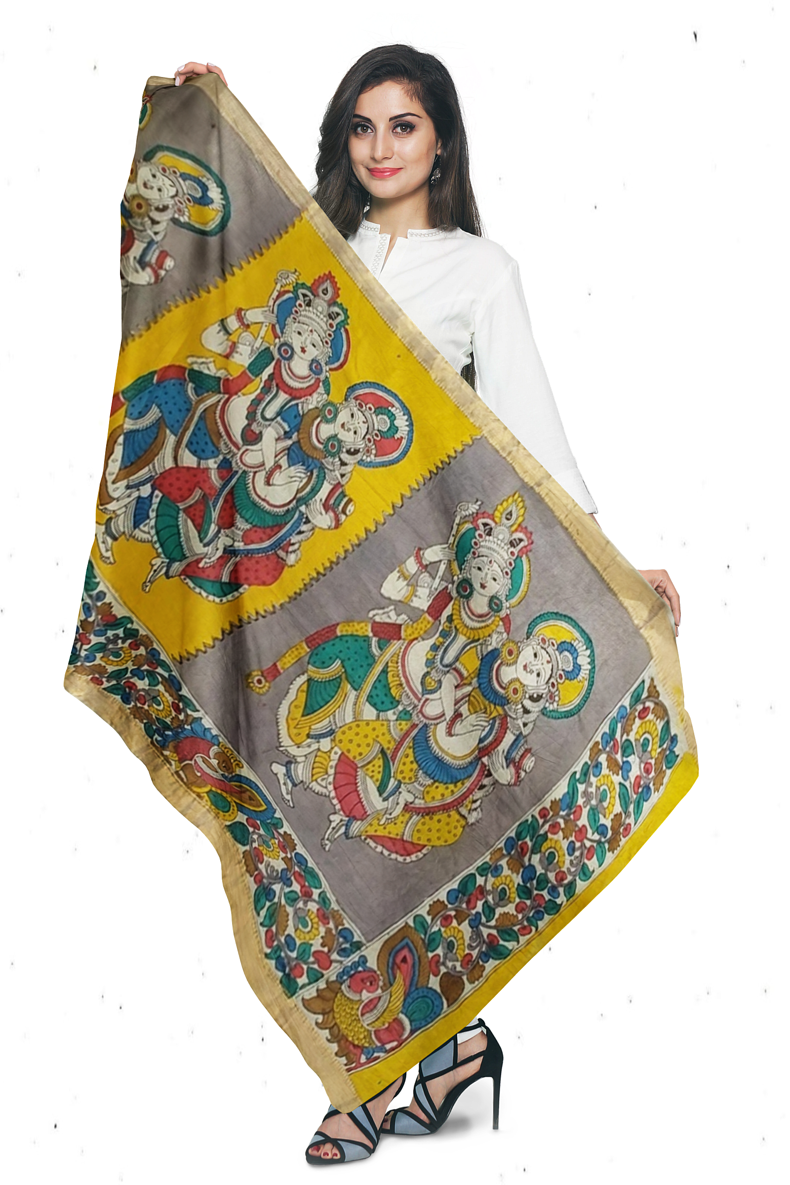 Hand-painted kalamkari dupatta - Image 6