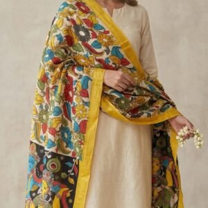 Hand painted kalamkari dupatta