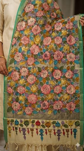 Hand painted kalamkari dupatta - Image 4