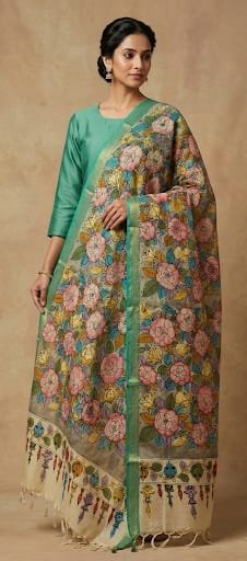 Hand painted kalamkari dupatta - Image 5