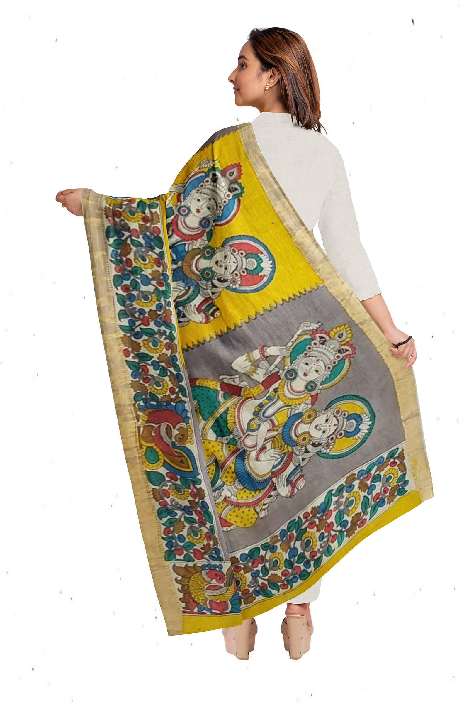 Hand-painted kalamkari dupatta - Image 4