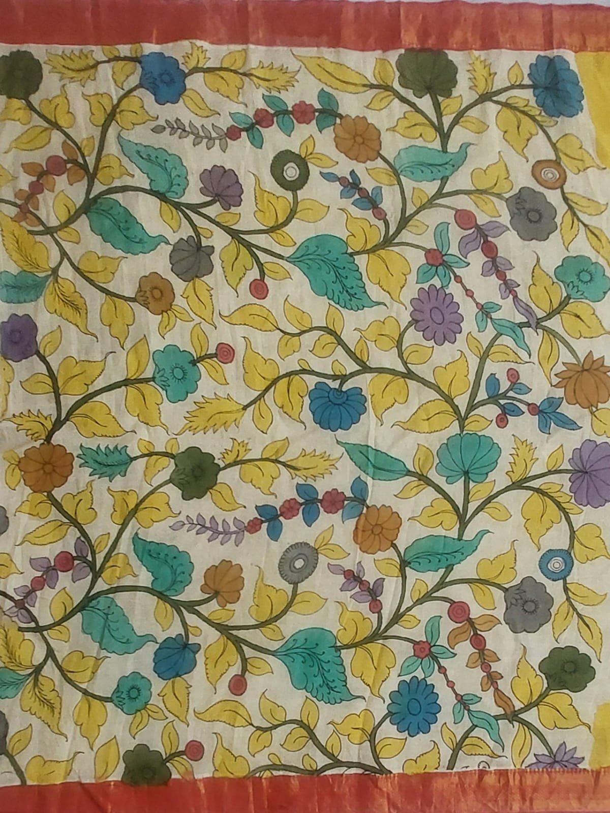 Hand painted kalamkari silk saree - Image 8