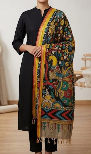 Hand painted kalamkari dupatta - Image 2