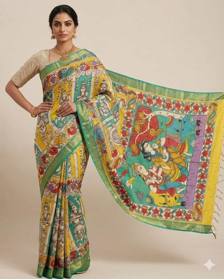 Handpainted kalamkari saree - Image 4