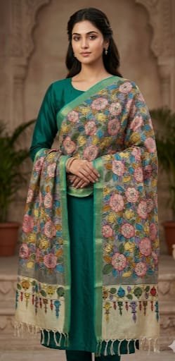 Hand painted kalamkari dupatta - Image 6